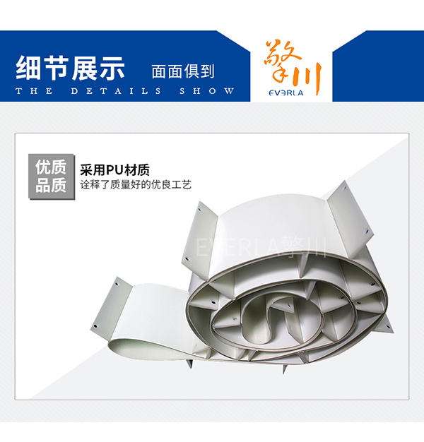 食品行業皮帶_PU白色擋板打孔輸送帶
