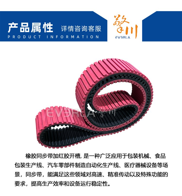 橡膠<a href='http://www.china-aero.com/' target='_blank'><u>同步帶</u></a>加紅膠開槽